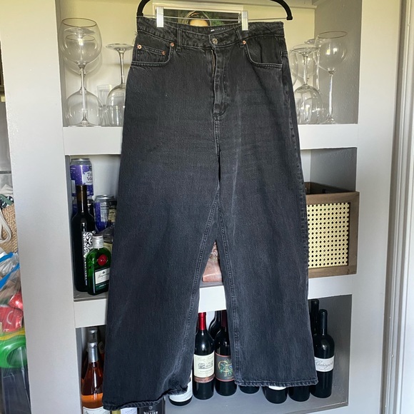 ASOS wide leg high waist black dad jeans - Picture 1 of 6